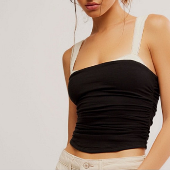 Free People Tops - Ruched two-tone tank top Free People Size Large